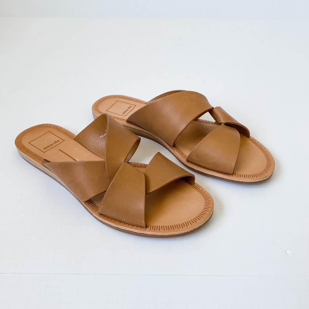 Dolce Vita Slip On Sandals Leather Flats Size 7